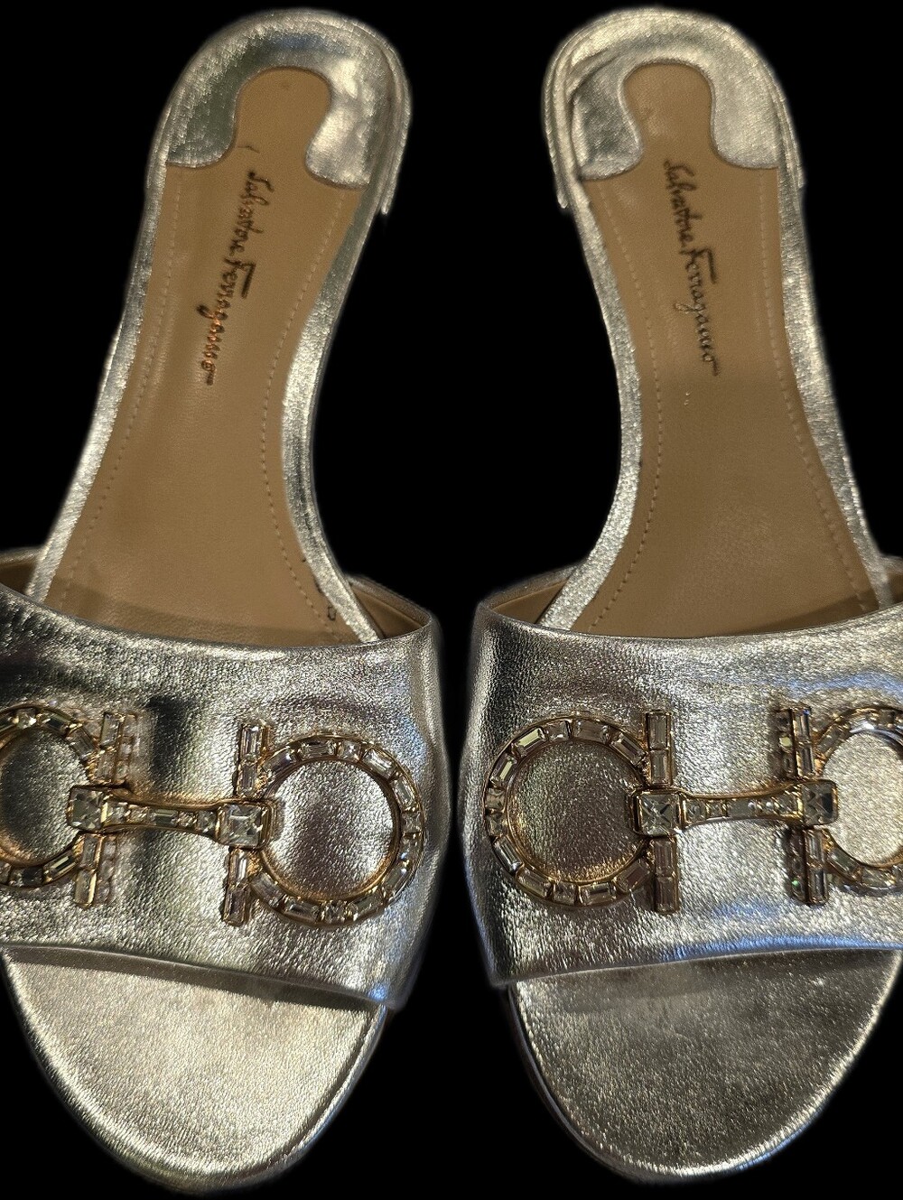 Salvatore Ferragamo Metallic Slides